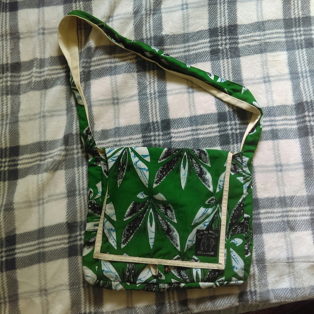 Aftican Green Palm Leaf Design Canvas Bag